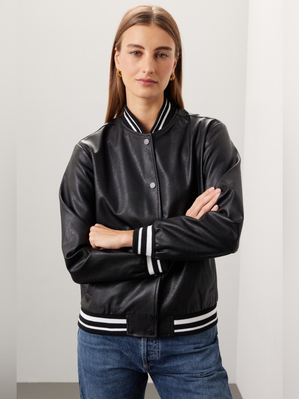 Slate & Willow Varsity Faux Leather Jacket